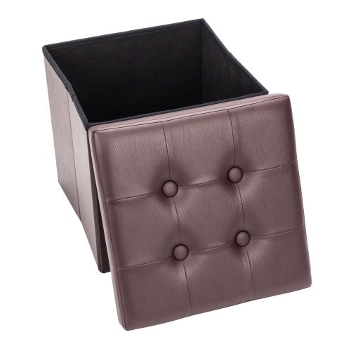 

[US Warehouse] Practical PVC Leather Square Shape Stool Storage Ottoman Seat, Size: 38x38x38cm (Brown)