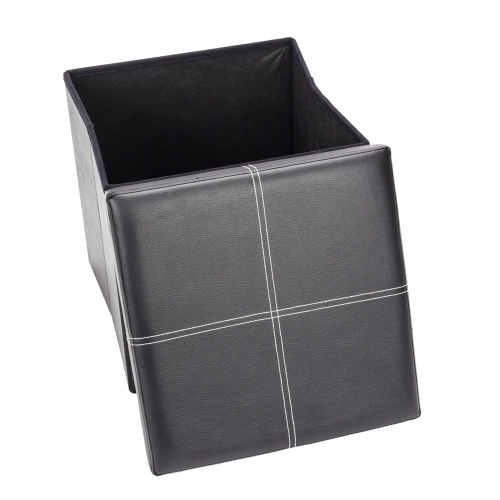 

[US Warehouse] Practical PVC Leather Square Shape Line Surface Stool Storage Ottoman Seat, Size: 38x38x38cm (Black)