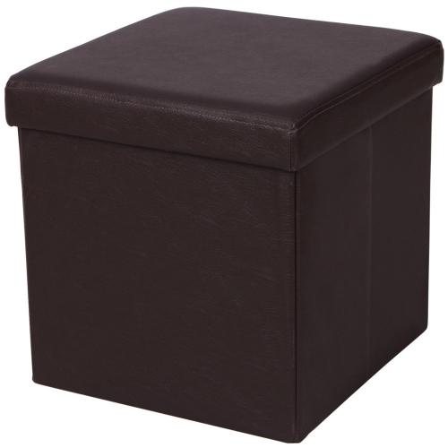 

[US Warehouse] Practical PVC Leather Square Shape Glossy Surface Stool Storage Ottoman Seat, Size: 38x38x38cm (Brown)