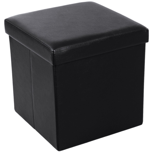 

[US Warehouse] Practical PVC Leather Square Shape Glossy Surface Stool Storage Ottoman Seat, Size: 38x38x38cm (Black)