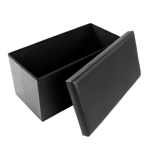 

[US Warehouse] Practical PVC Leather Square Shape Glossy Surface Stool Storage Ottoman Seat, Size: 76x38x38cm (Black)