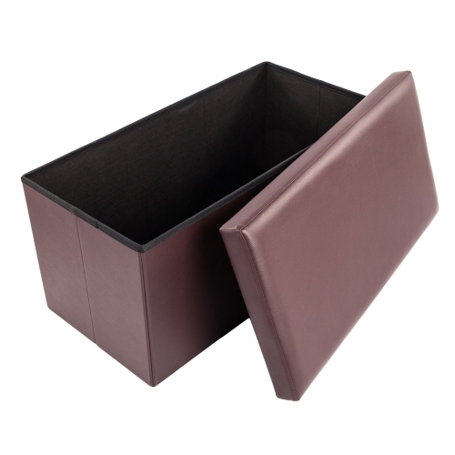 

[US Warehouse] Practical PVC Leather Square Shape Glossy Surface Stool Storage Ottoman Seat, Size: 76x38x38cm (Brown)