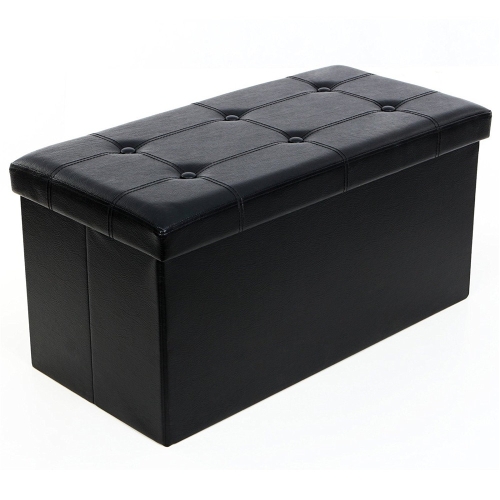 

[US Warehouse] Practical PVC Leather Rectangle Shape Stool Storage Ottoman Seat with Leather Button, Size: 76x38x38cm (Black)