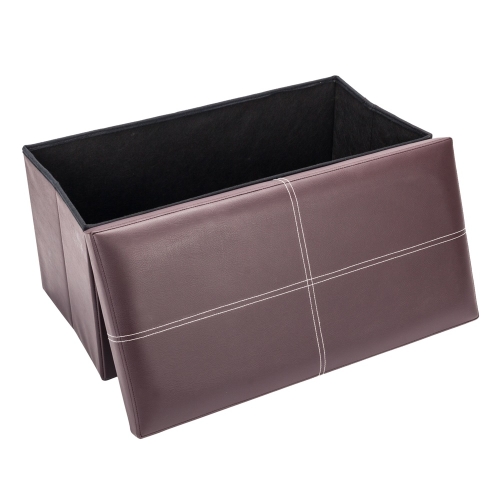 

[US Warehouse] Practical PVC Leather Rectangle Shape Line Surface Stool Storage Ottoman Seat, Size: 76x38x38cm (Brown)