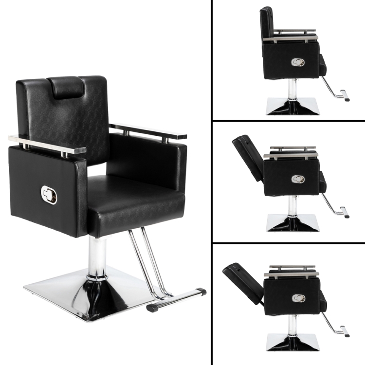

[US Warehouse] Reclining Haircut Chair Square Base Hairdressing Chair (Black)