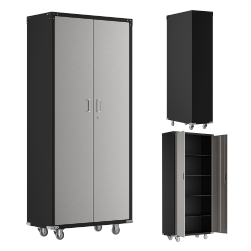 

[US Warehouse] Household Galvanized Iron Tool Storage Cabinet, Size: 182x82x41cm (Black Grey)