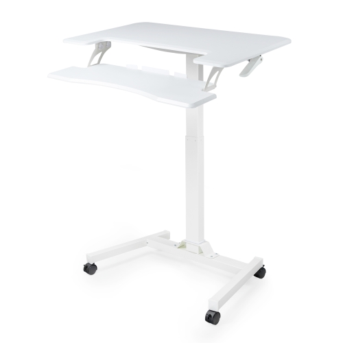

[US Warehouse] Home Office Adjustable Height Movable Laptop Desk Writing Table with Keyboard Holder (White)