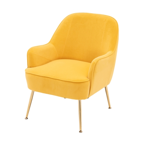 

[US Warehouse] Modern Simple Fashion Velvet Chair with Gold Metal Legs (Yellow)