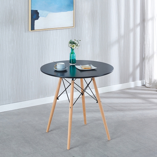 

[US Warehouse] MDF Round Table with Wooden Legs, Size: 31.5 x 31.5 x 28.74 inch(Black)