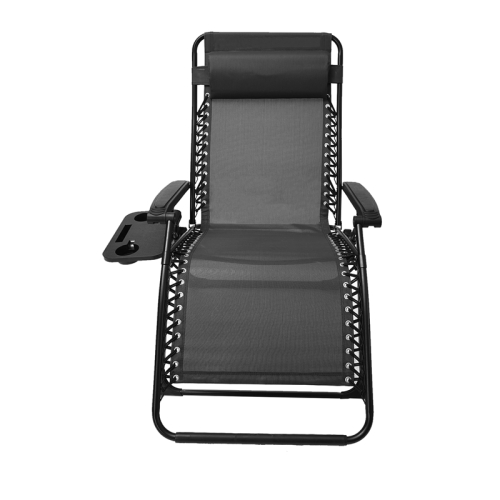 

[US Warehouse] Outdoor Patio Folding Zero Gravity Lounge Chairs with Pillow & Cup Holder, Size: 79x83x117cm (Black)