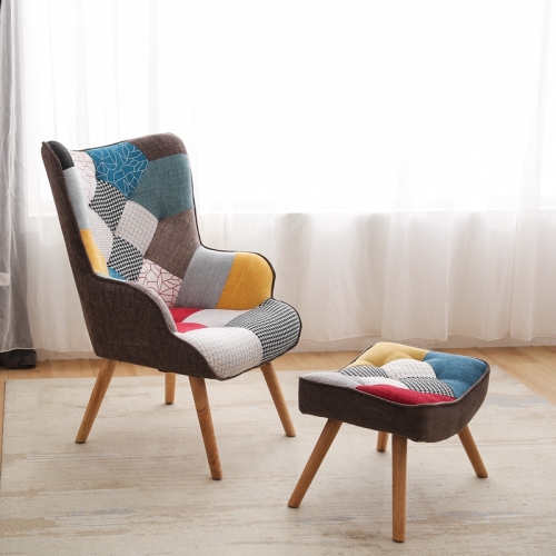 

[US Warehouse] 2 in 1 Home Patchwork Armchair Sets