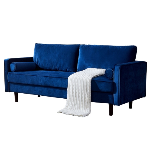 

[US Warehouse] Mid-Century Modern Velvet fabric Bench Sectional Couch Sofa, Size: 75.6x31.5x32.7 inch(Blue)