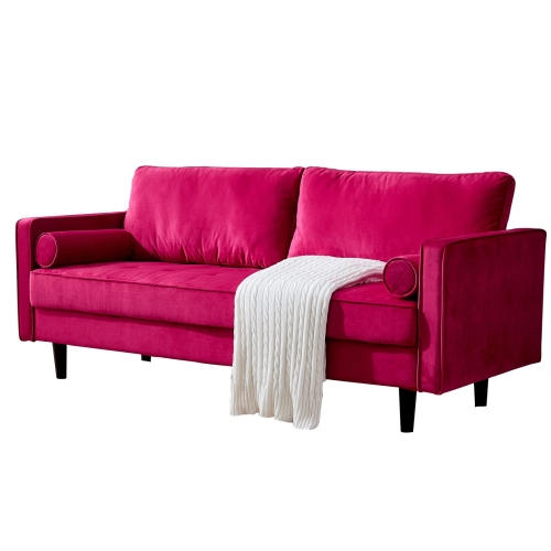 

[US Warehouse] Mid-Century Modern Velvet fabric Bench Sectional Couch Sofa, Size: 75.6x31.5x32.7 inch(Red)