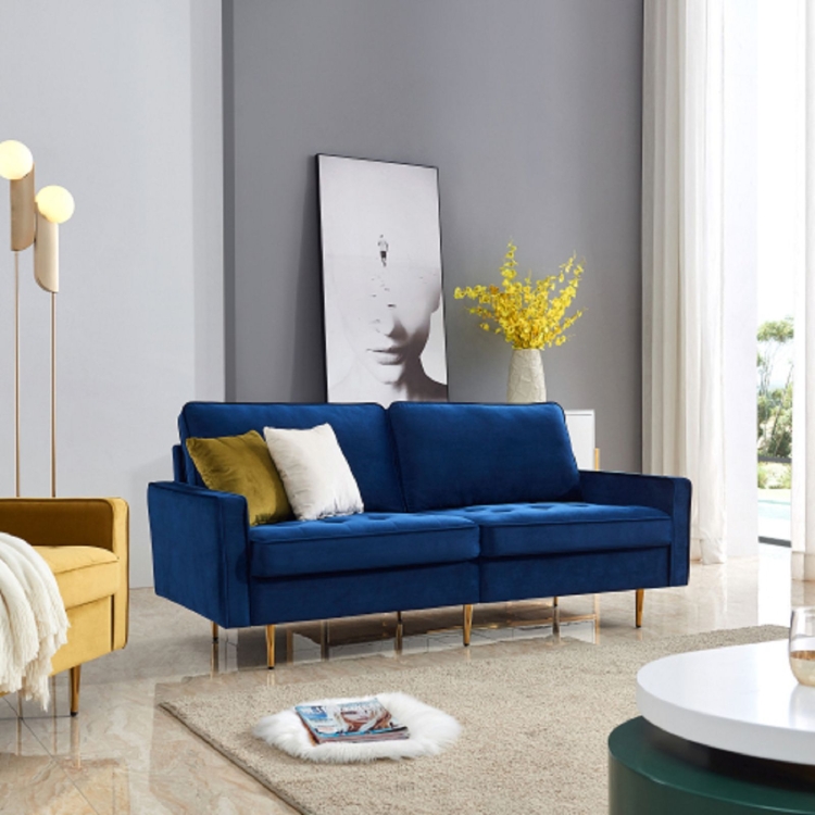 

[US Warehouse] Modern Velvet Fabric Double Sofa, Size: 71x31.5x31.5 inch(Blue)