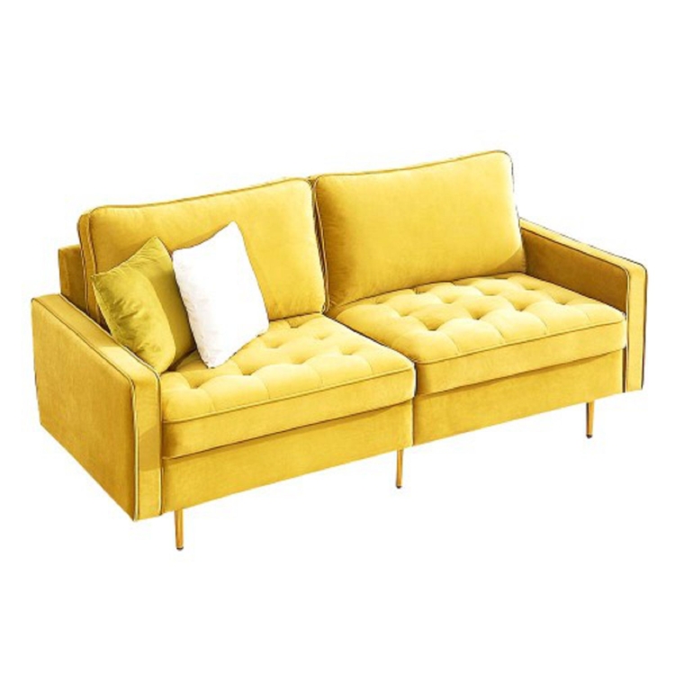 

[US Warehouse] Modern Velvet Fabric Double Sofa, Size: 71x31.5x31.5 inch(Yellow)