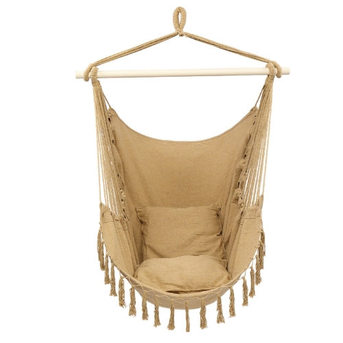 

[US Warehouse] Tassel Plus Pillow Hanging Chairs, Size: 1.5x1.2m(Coffee)