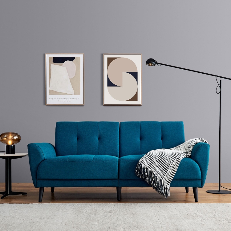 

[US Warehouse] Modern Ployester Fabric Double Sofa, Size: 71x29x33.5 inch(Blue)
