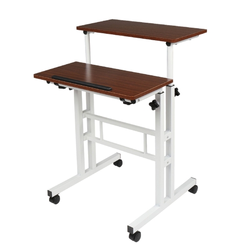 

[US Warehouse] Dual Desktop Standing Double Tube Lifting Computer Desk, Size: 60x54x70cm