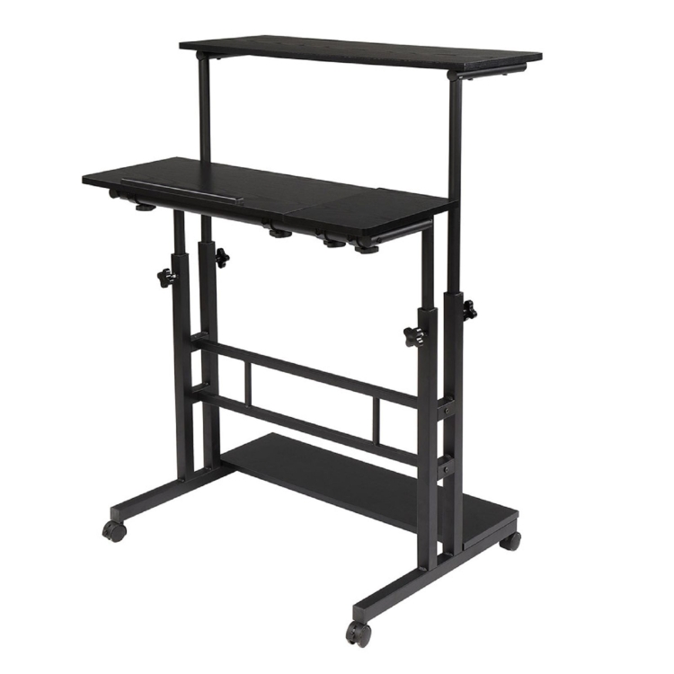 

[US Warehouse] Dual Desktop Standing Double Tube Lifting Computer Desk, Size: 80x54x70cm