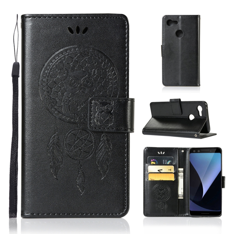 

Wind Chime Owl Embossing Pattern Horizontal Flip Leather Case for Google Pixel 3, with Holder & Card Slots & Wallet (Black)