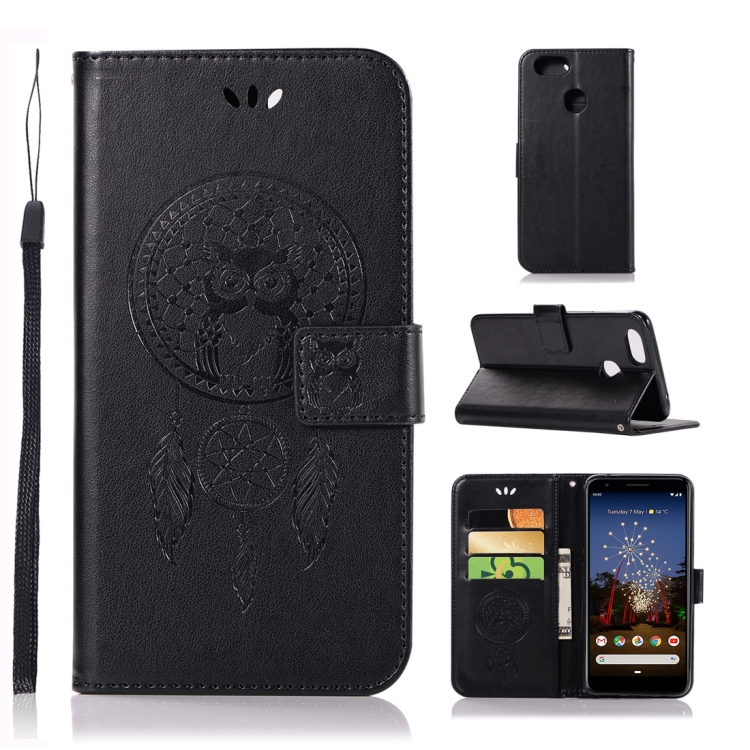 

Wind Chime Owl Embossing Pattern Horizontal Flip Leather Case for Google Pixel 3a XL, with Holder & Card Slots & Wallet(Black)