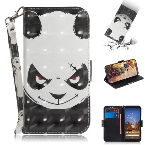 

3D Painting Angry Bear Pattern Coloured Drawing Horizontal Flip Leather Case for Google Pixel 3a XL, with Holder & Card Slots & Wallet
