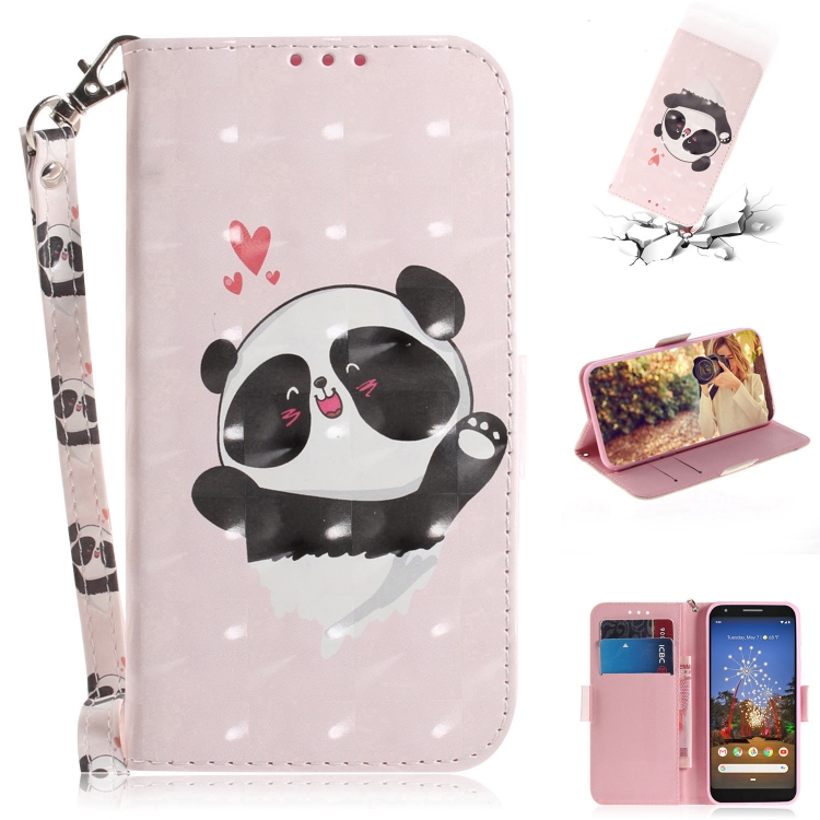

3D Painting Love Bear Pattern Coloured Drawing Horizontal Flip Leather Case for Google Pixel 3a, with Holder & Card Slots & Wallet
