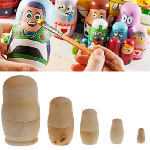 

25PCS (5Sets) Creative DIY White Embryo Russian Five Layers of Dolls