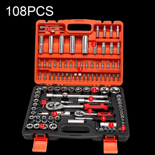 

108 In 1 Multi-function Car Repair Combination Toolbox Ratchet Wrench Set