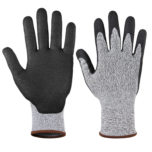 

1 Pair HPPE Nitrile Frosted Cut-resistant Gloves 5-Level Anti-cutting Anti-wear Safety Working Gloves