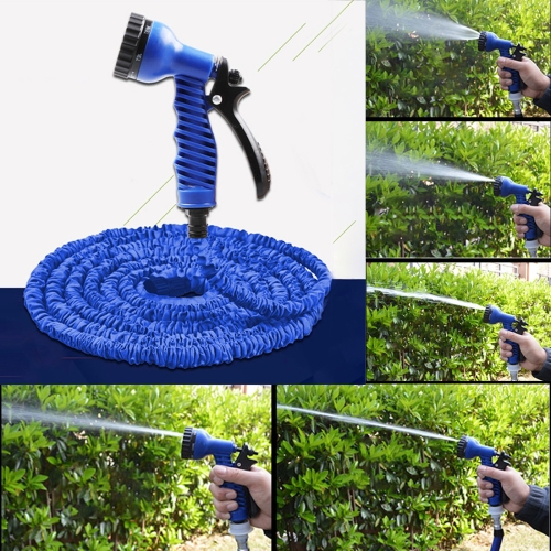 

15-45m Telescopic Pipe Expandable Magic Flexible Garden Watering Hose with Spray Gun Set (Blue)