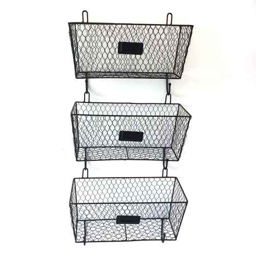 

[US Warehouse] 3 PCS / Set Wire Letter Mail Mount Metal Rack Basket Vintage Triple Organizer, Size:30 x 14 x 26.5cm