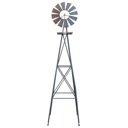 

[US Warehouse] Garden Rotatable Iron Windmill, Size: 65x65x244cm (Gray Red)