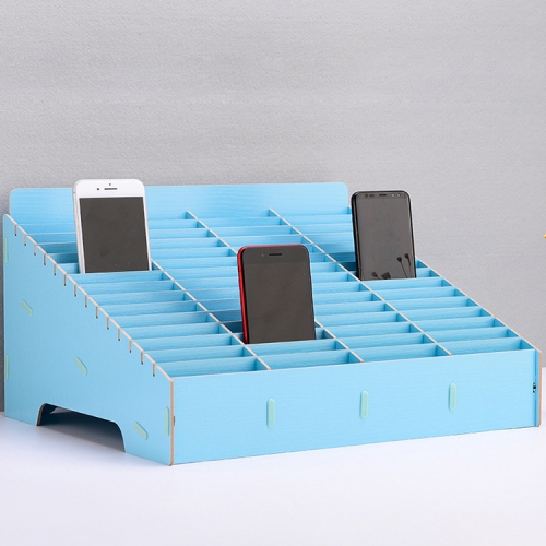 

Wooden Multi-cell Mobile Phone Film Stand Desktop Display Rack, 60 Grids, Size: 41.7x34.5x23cm (Blue)