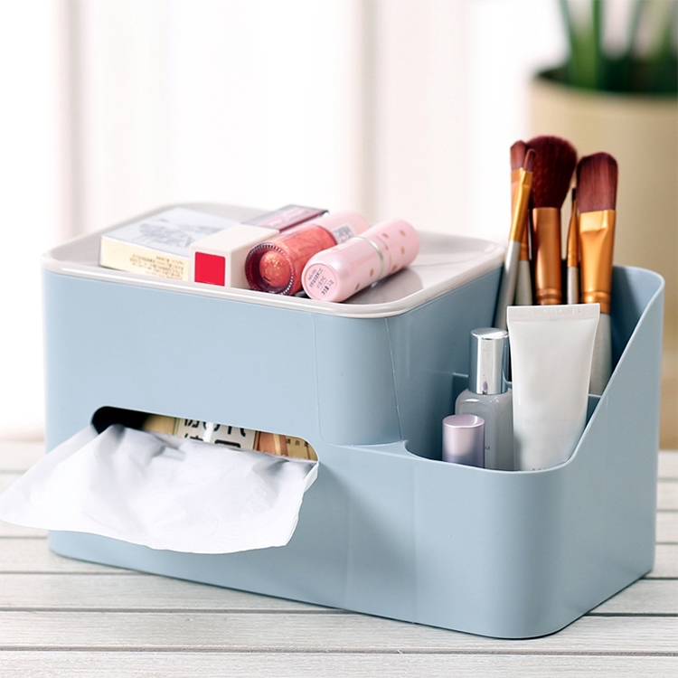 

Creative Multi-function Tissue Box Simple Household Plastic Desktop Storage Box, Size:24.5x13x13cm (Blue)