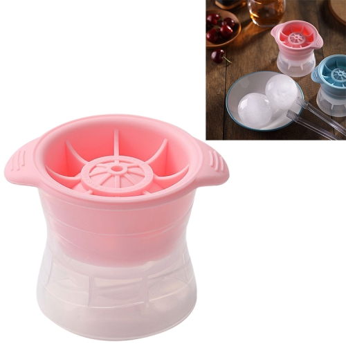 

Home Spherical Ice Lattice Whisky Wine Ice Cube Maker Silicone Trays Mold with Cover (Pink)