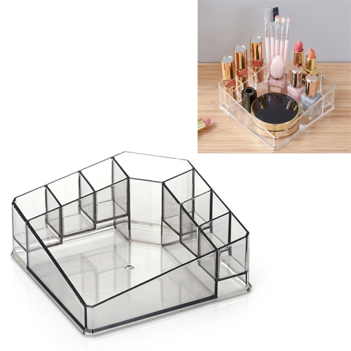 

Desktop Makeup Box Transparent Lipstick Multi-function Desktop Cosmetics Shelf Storage Box (Black)