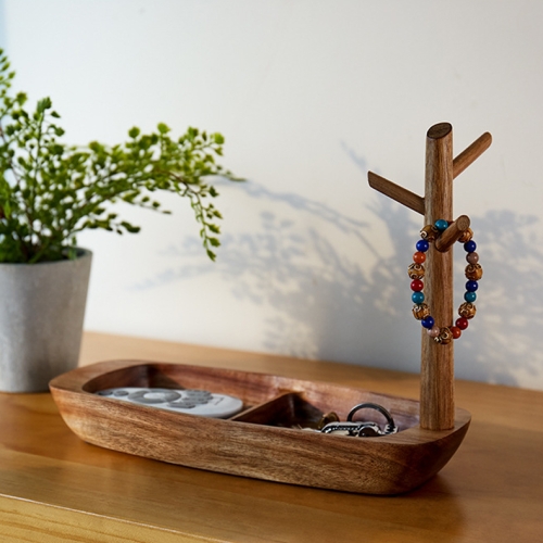 

Solid Wood Key Rack, Porch Storage Rack, Acacia Wooden Boat Type