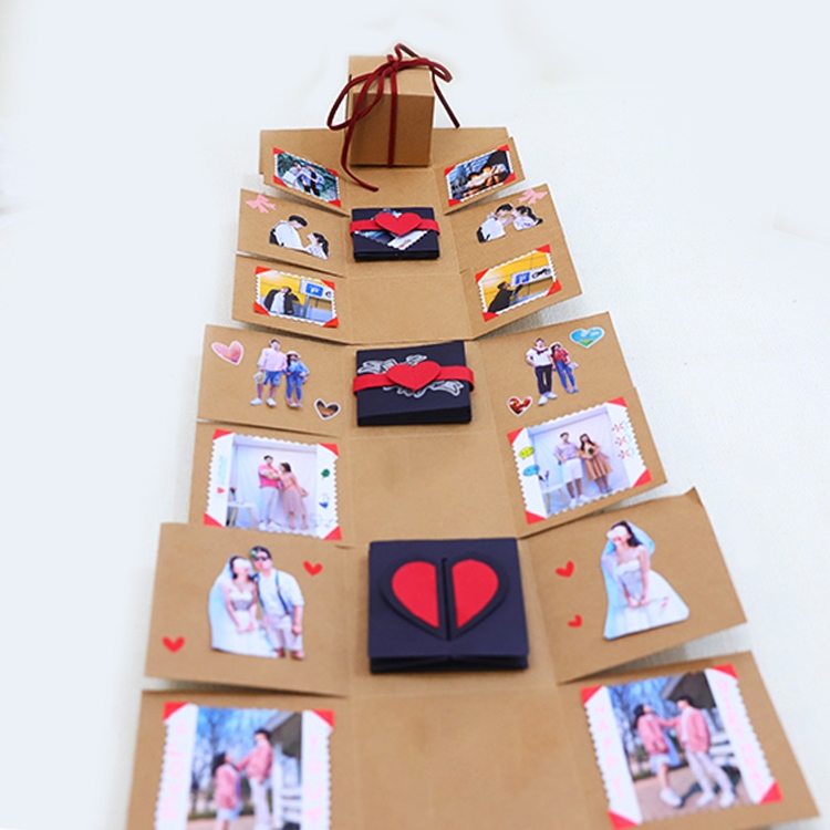 

Creative DIY Handmade Photo Album Commemorative Book Time Corridor Surprise Explosion Gift Box, Retro Finished Version