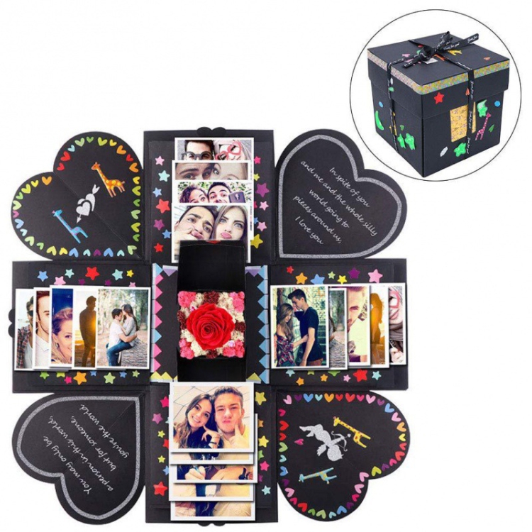 

Creative DIY Handmade Photo Album Commemorative Book Surprise Explosion Gift Box, Finished + PVC Version