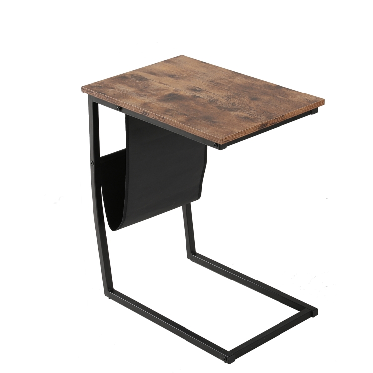 

[US Warehouse] C Shape Wood + Metal Frame Industrial Side Table Home Table Decoration, Size: 62x34.8x51.8cm
