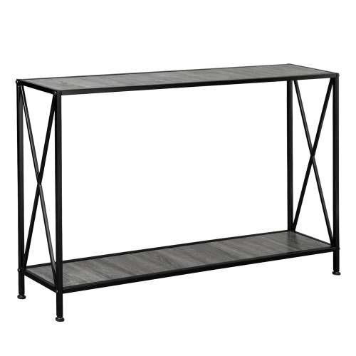 

[US Warehouse] MDF Countertop Wrought Iron Base 2 Layers Forked Console Table, Size: 120 x 23 x 74cm