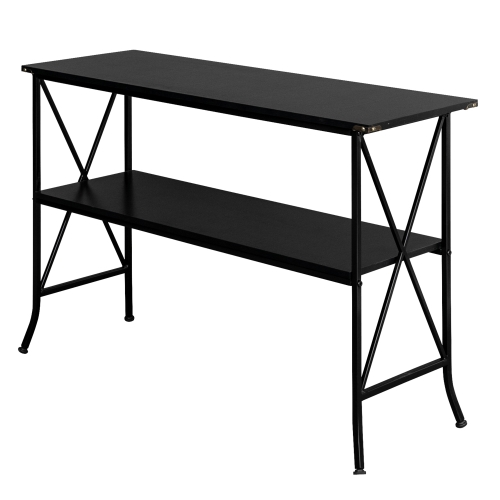 

[US Warehouse] MDF Countertop Wrought Iron Base 2 Layers Console Table, Size: 114.3 x 40 x 74.3cm