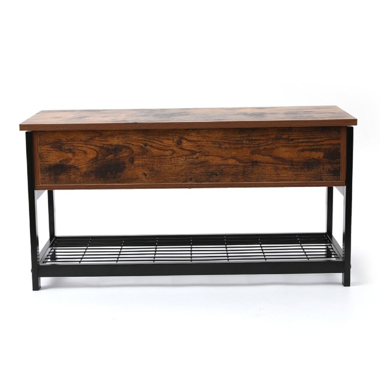

[US Warehouse] 2 Layer Wooden Iron Frame Shoe Changing Storage Stool