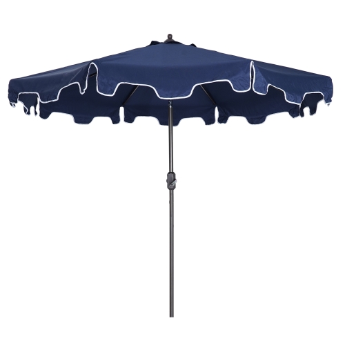 

[US Warehouse] 9ft Outdoor Waterproof Sun Umbrella Garden Beach Sun Protection Center Pillar Parasol with Tilt Button & Flap and Crank Lift Function(Dark Blue)