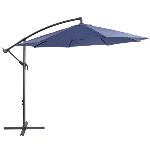 

[US Warehouse] 10ft Outdoor Cantilever Bias Hanging Sun Umbrella with Tilt Button & Crank & Cross Base(Dark Blue)