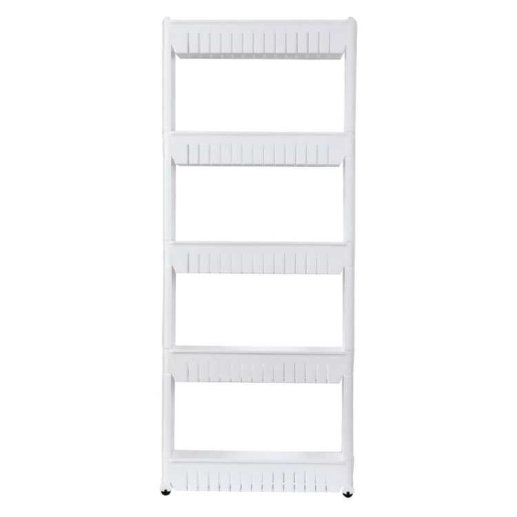 

[US Warehouse] 5-layer Plastic Shelf with Wheels, Size: 54.61x12.95x132.08cm