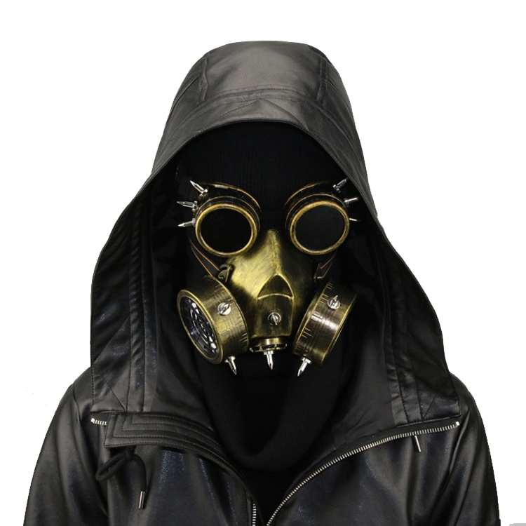 

GM002 Halloween Dress Up Props Punk Style Gas Mask + Goggles Set(Gold)