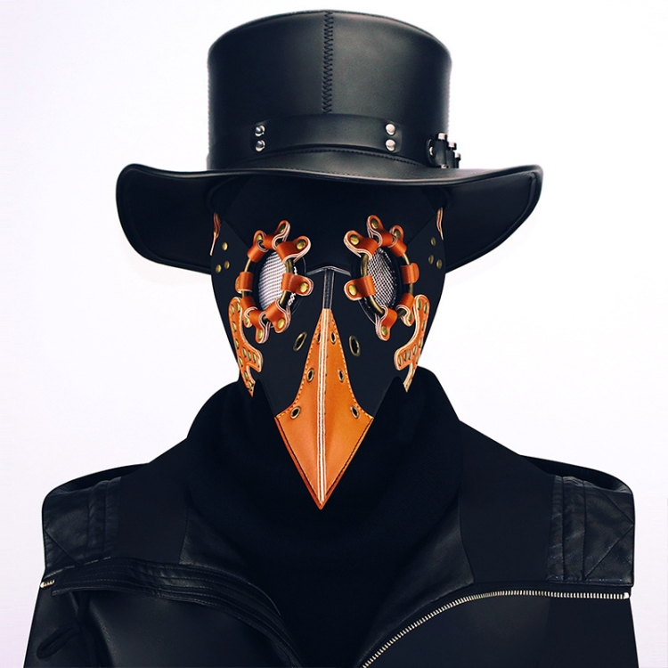 

HG65007 Halloween Dress Up Props Two-color Rivets Stitching Beak Shape Mask Punk Style Mask