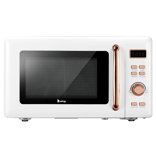 

[US Warehouse] 120V / 60Hz 700W 0.7Cuft Retro Microwave with LED Display & Golden Handle, Plug Type: US Plug(White)